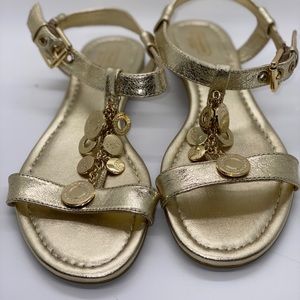 COACH leather gold charm sandal NEVER BEEN WORN